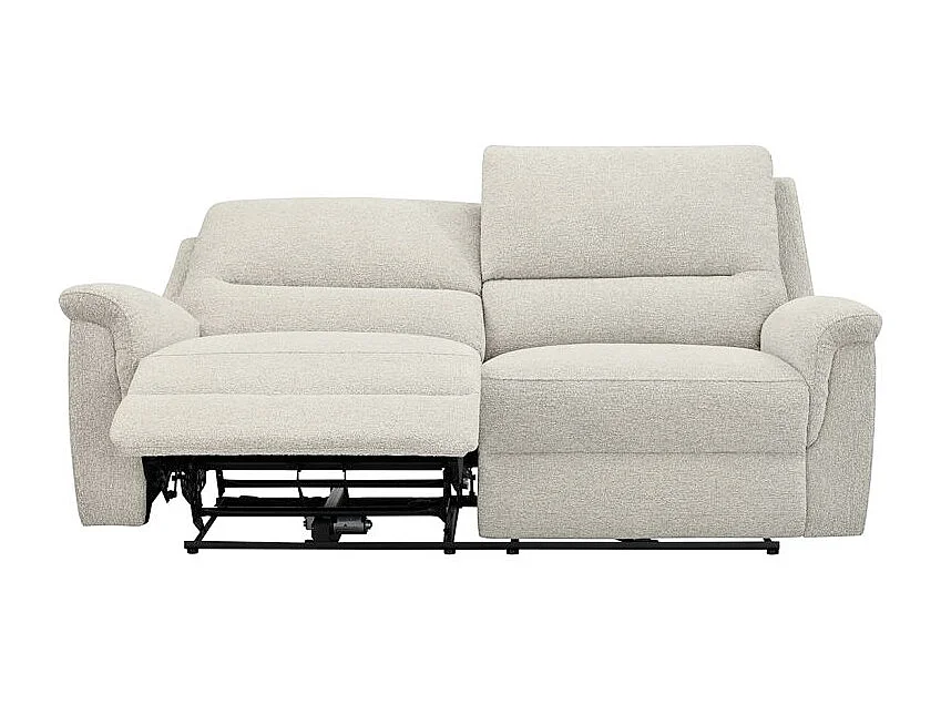 Canapé relax électrique 3 places en tissu doux beige – LEONIE