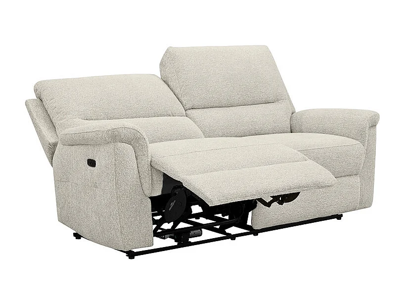 Canapé relax électrique 3 places en tissu doux beige – LEONIE