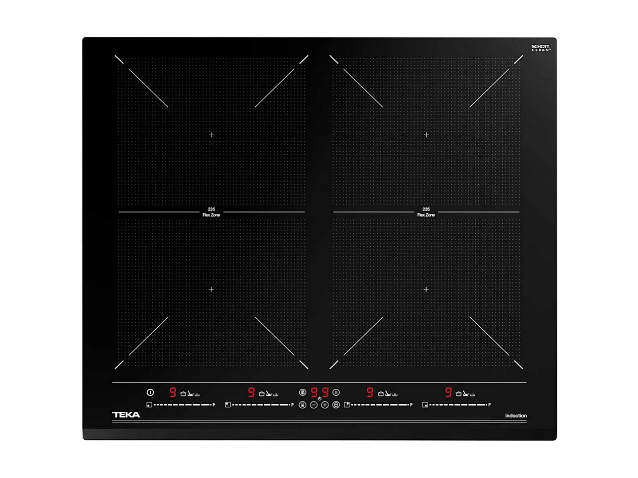 Teka Maestro IZF64600 Piano Cottura a Induzione da 60cm, 4 Fuochi, Vetro Nero, Controllo Touch, Zona Flex