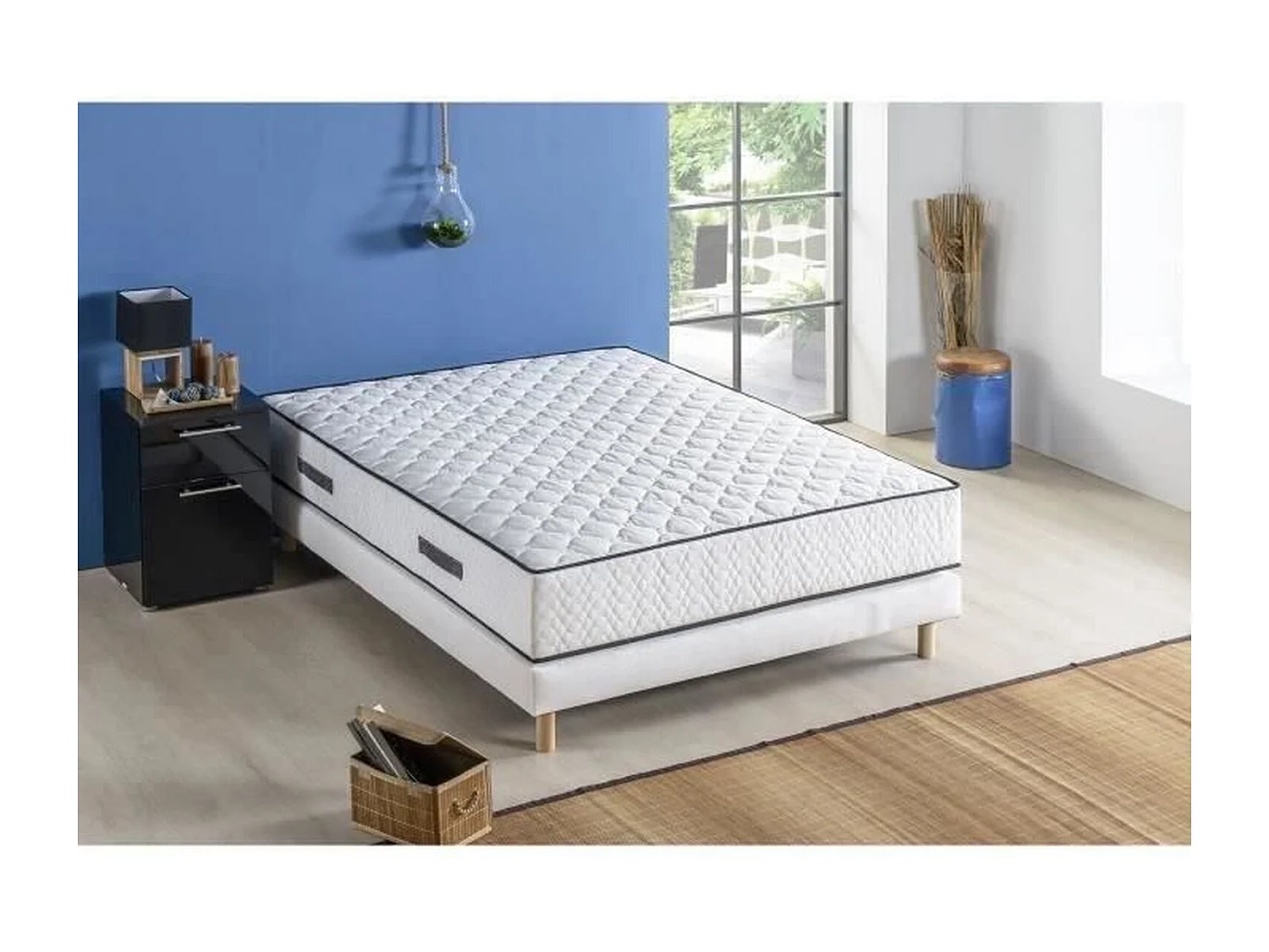Ensemble matelas équilibré + sommier 140 x 190 x 24 cm - Ressorts - 7 zones