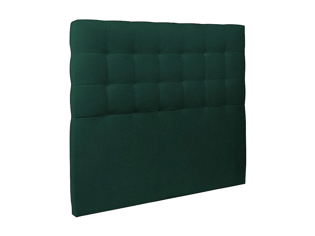Lit 140x190cm avec tête de lit capitonnée velours et sommier kit vert - Hauteur totale : 29cm