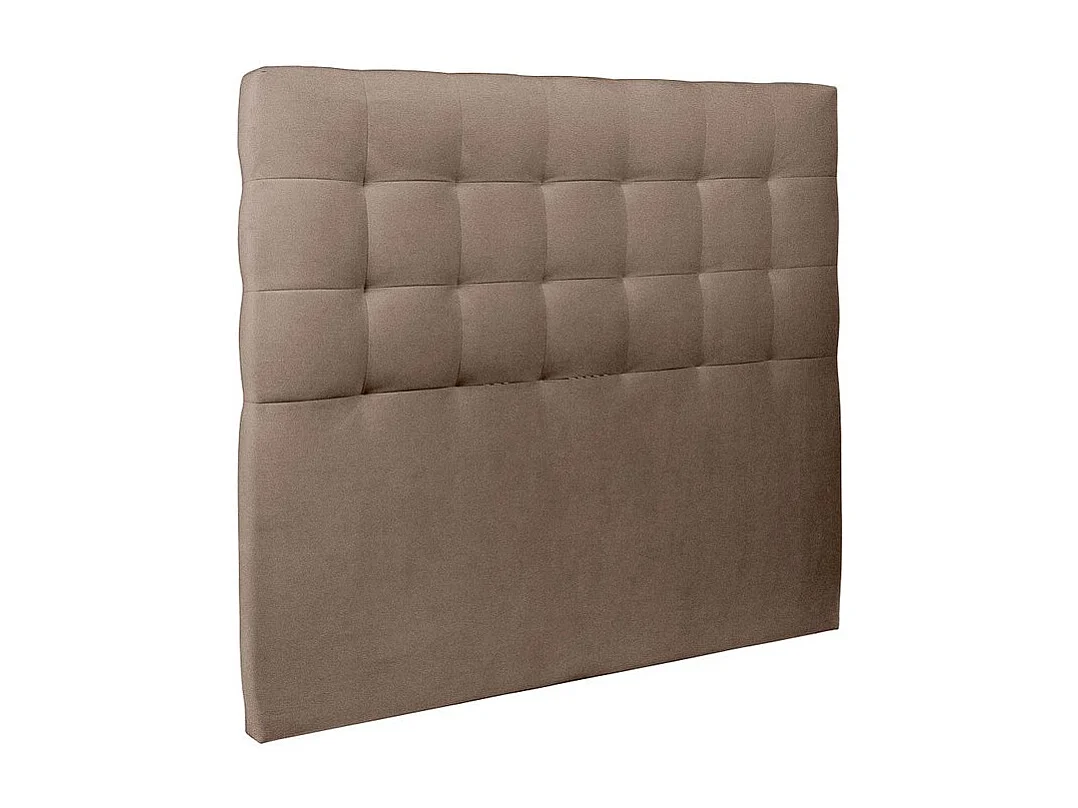 Lit 140x190cm avec tête de lit capitonnée velours et sommier kit taupe - Hauteur totale : 29cm