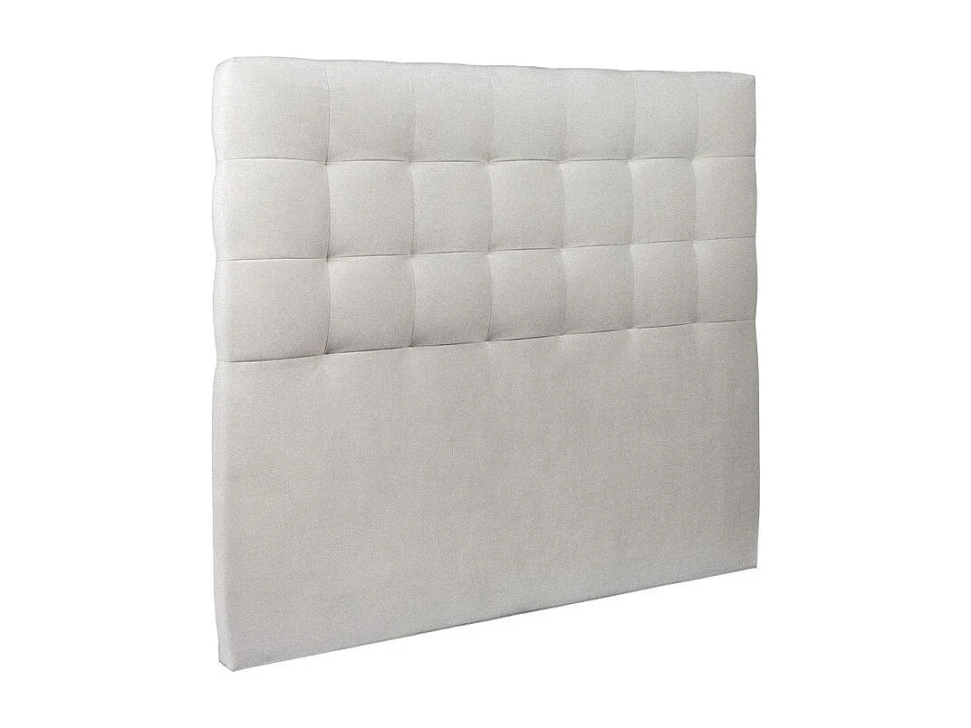 Lit 140x190cm avec tête de lit capitonnée velours et sommier kit gris clair - Hauteur totale : 29cm