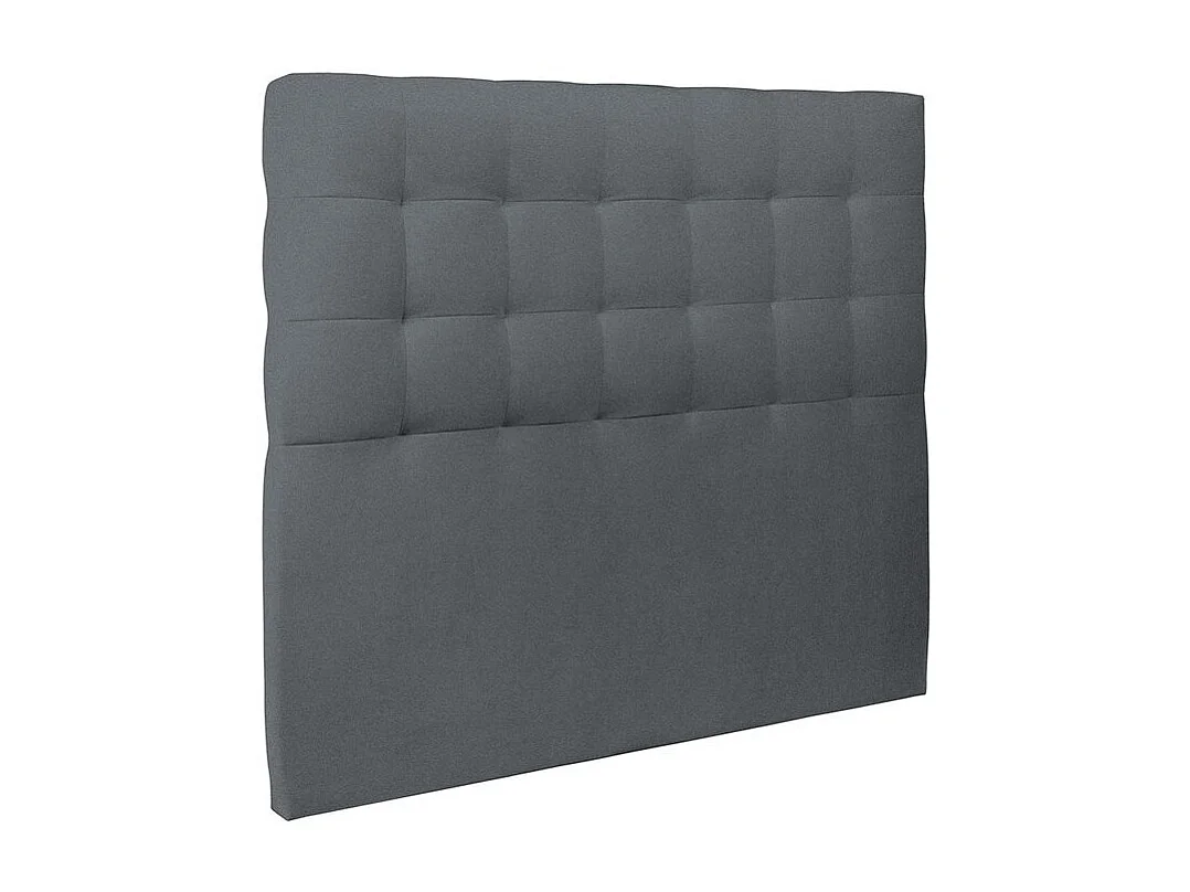 Lit 140x190cm avec tête de lit capitonnée velours et sommier kit gris anthracite - Hauteur totale : 29cm