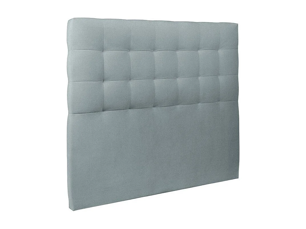 Lit 140x190cm avec tête de lit capitonnée velours et sommier kit Gris bleuté - Hauteur totale : 29cm