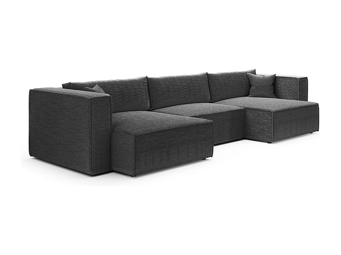 Canapé U 5 places convertible coffre Jimmy Gris