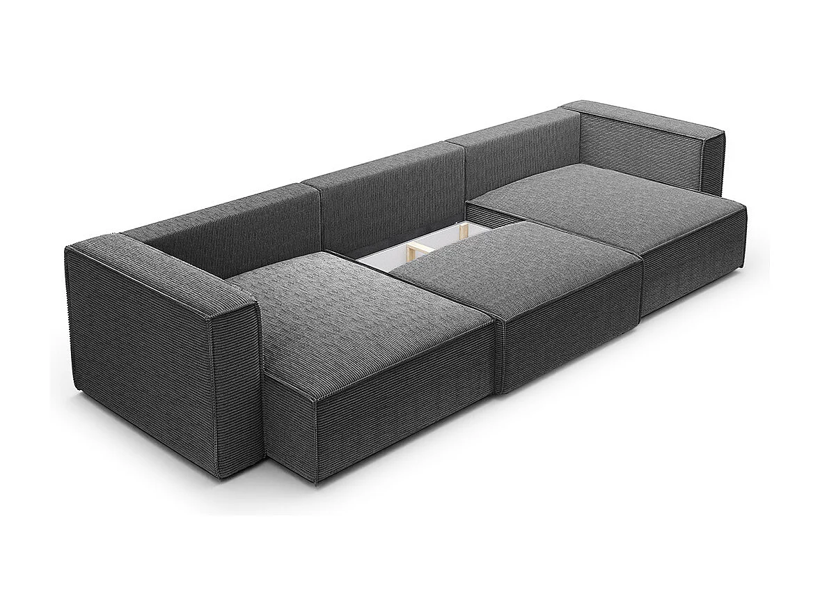 Canapé U 5 places convertible coffre Jimmy Gris