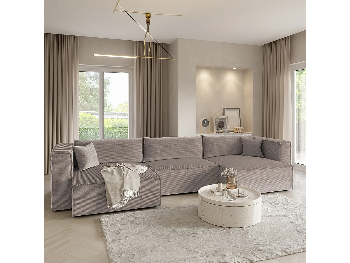 Canapé U 5 places convertible coffre Jimmy Taupe