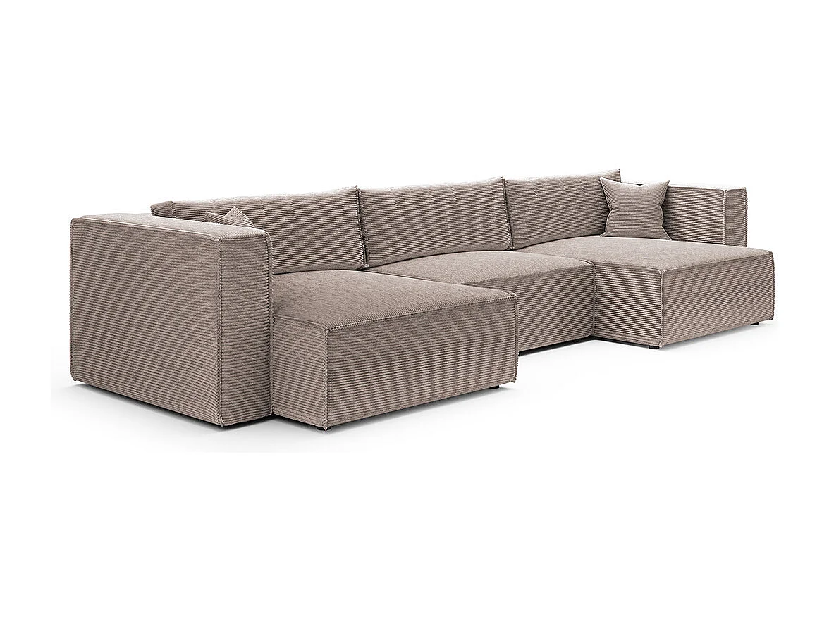 Canapé U 5 places convertible coffre Jimmy Taupe