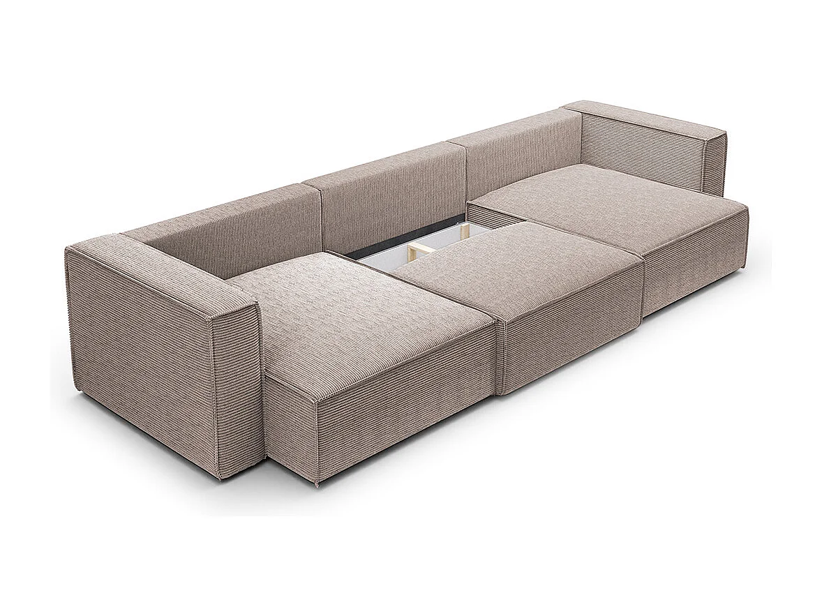 Canapé U 5 places convertible coffre Jimmy Taupe