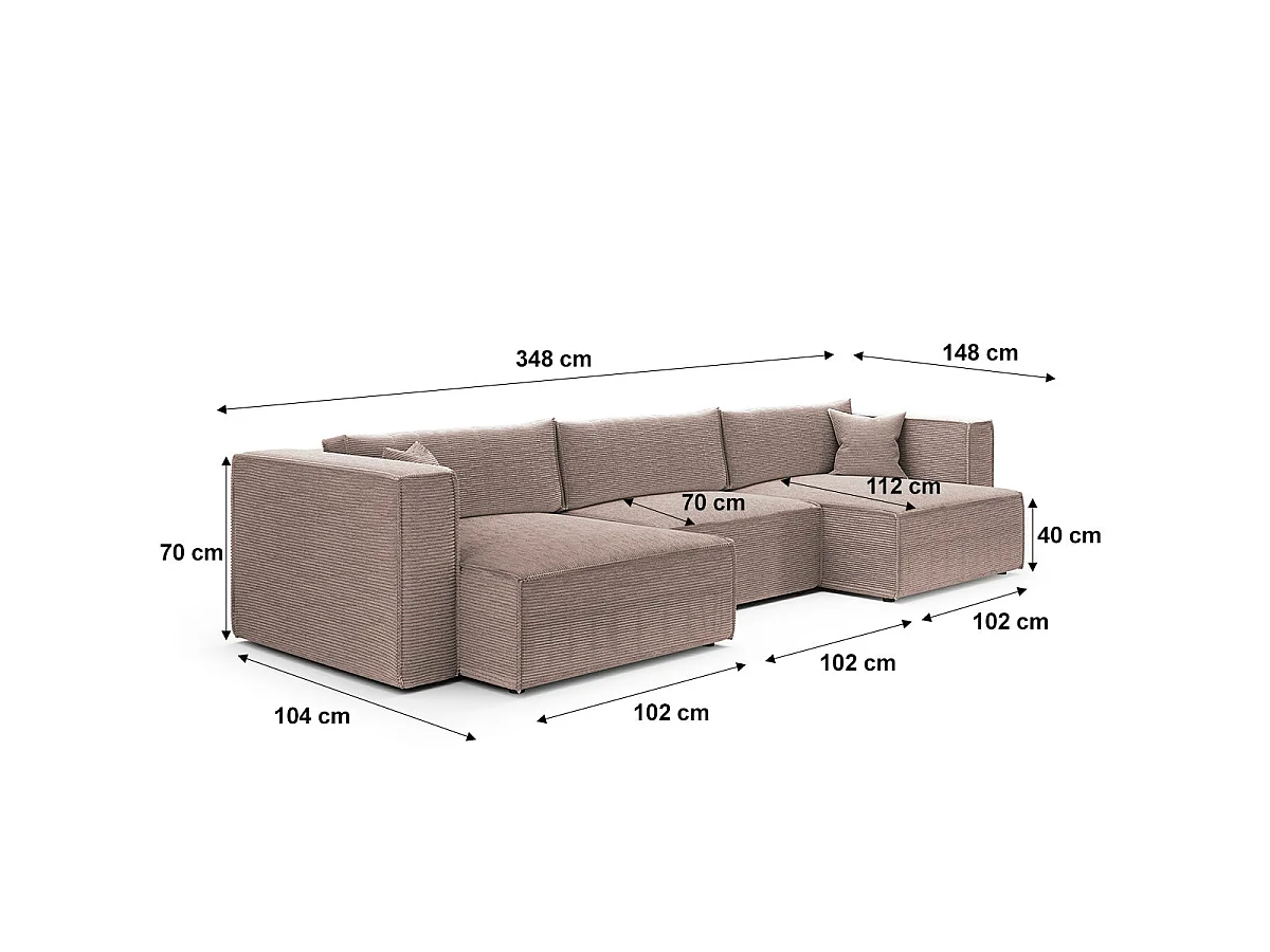 5-sitsig U-soffa med sovfunktion och förvaringsutrymme Jimmy Taupe