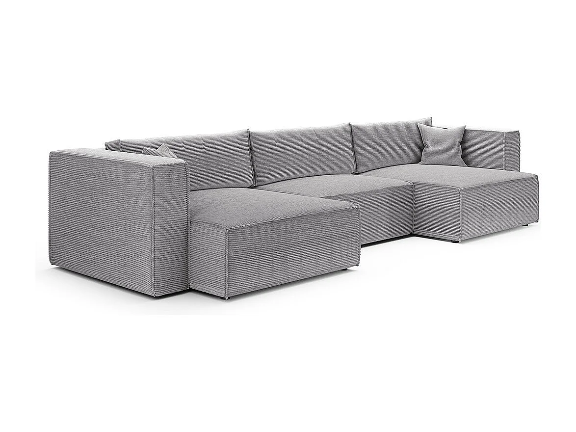 Canapé U 5 places convertible coffre Jimmy Gris clair