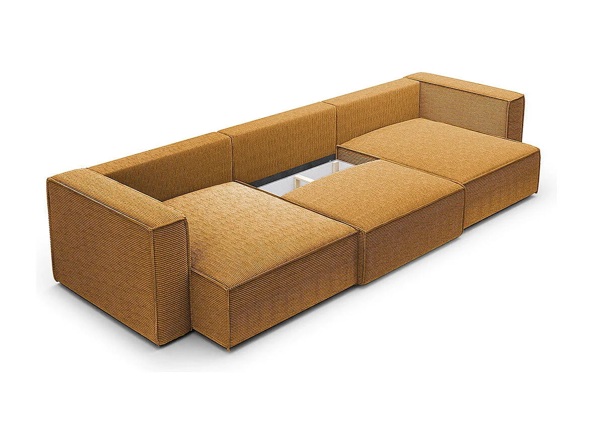 Canapé U 5 places convertible coffre Jimmy Jaune
