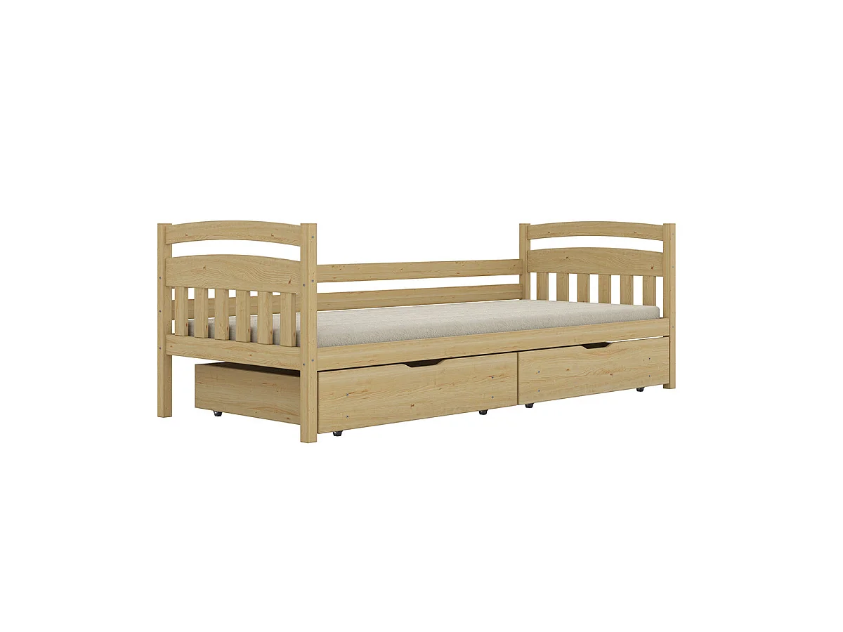 Lit 90x200 sommier et tiroirs inclus Tosia Bois