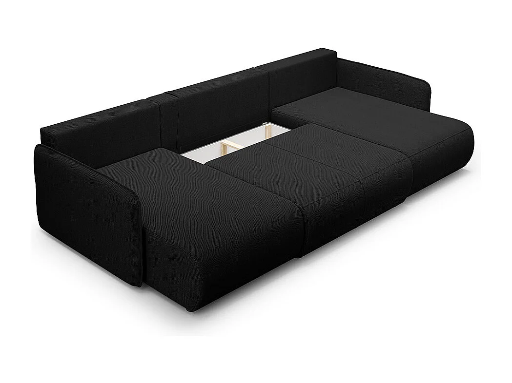 Canapé U 5 places convertible coffre Claudio Noir