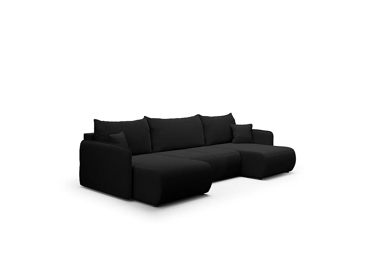 U-soffa 5 sittplatser bäddsoffa med förvaringsutrymme Claudio Svart