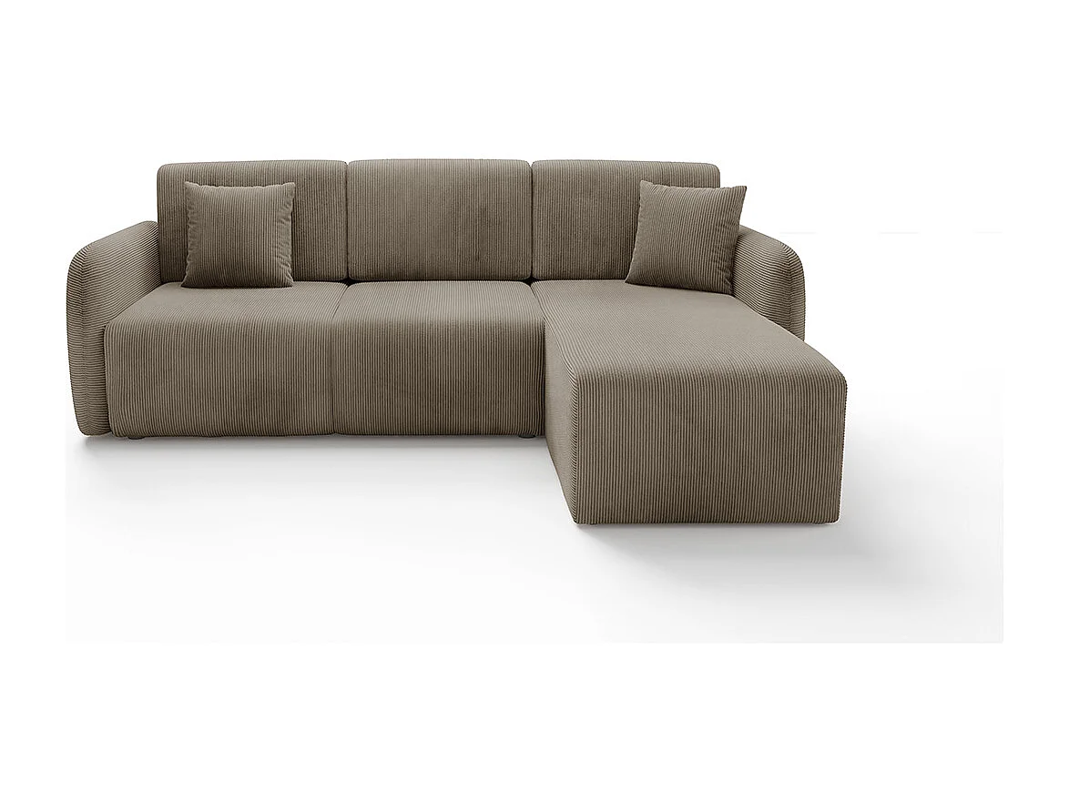 Canapé d'angle réversible et convertible 3 places avec coffre Dora Taupe