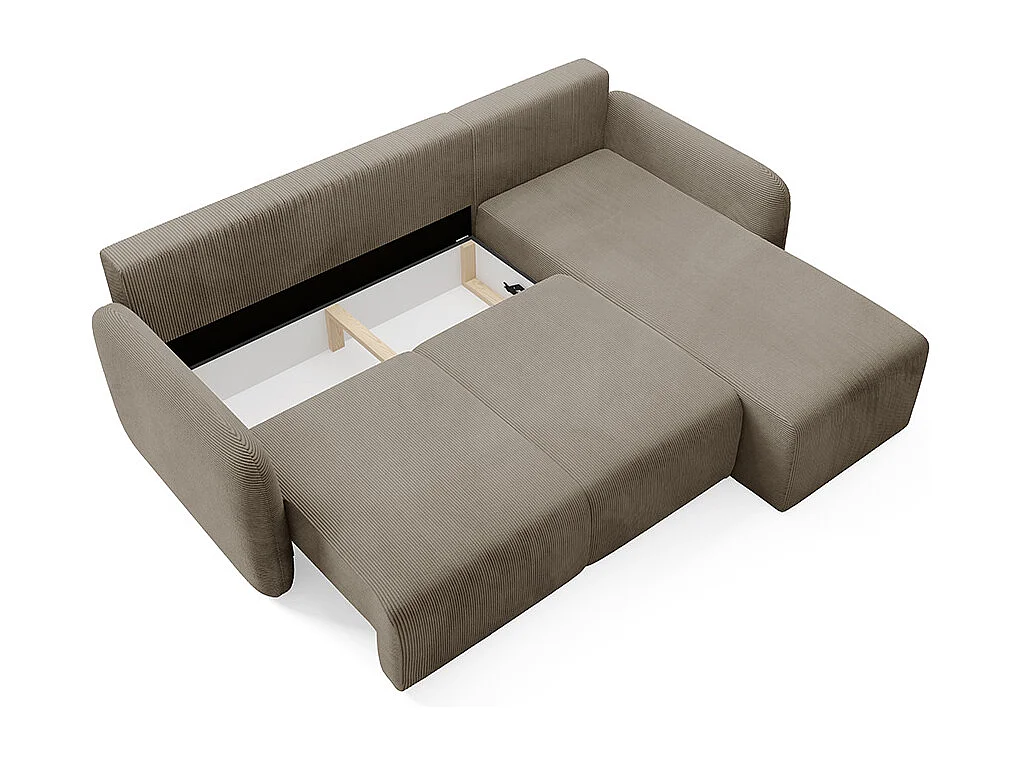Canapé d'angle réversible et convertible 3 places avec coffre Dora Taupe