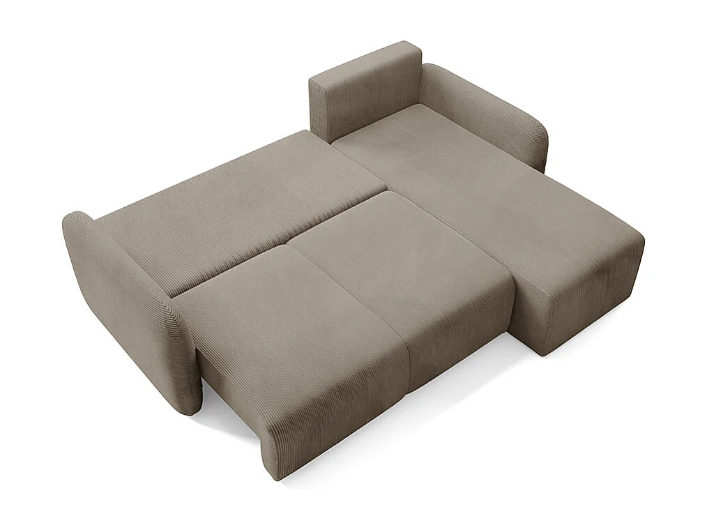 Canapé d'angle réversible et convertible 3 places avec coffre Dora Taupe