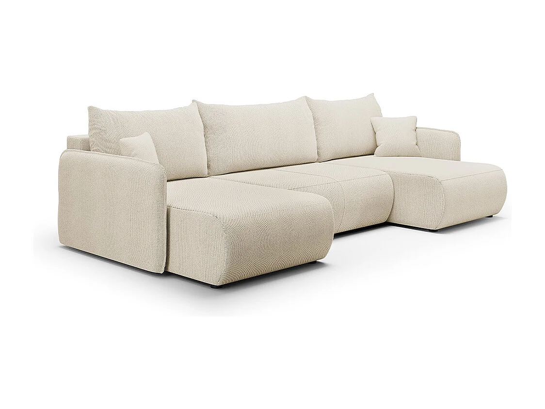 Canapé U 5 places convertible coffre Claudio Beige
