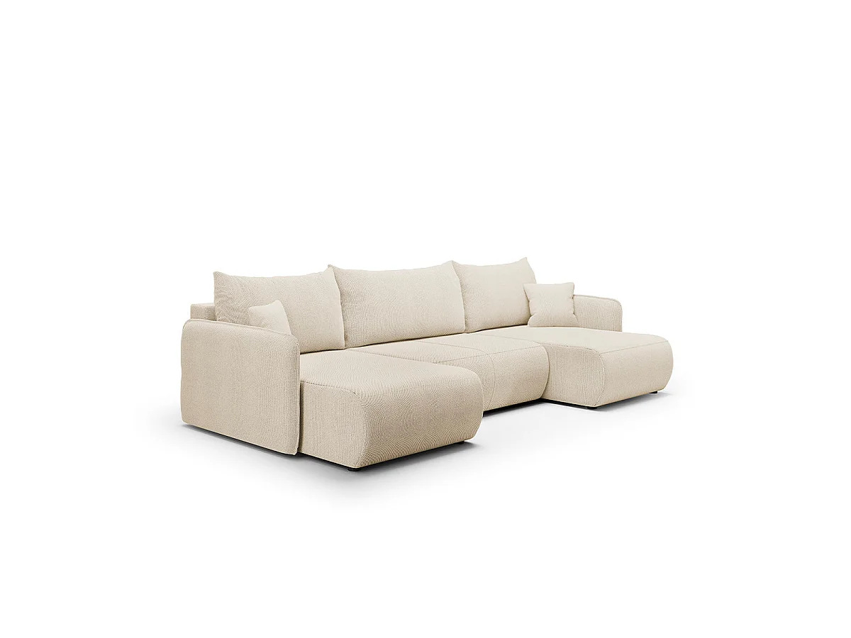U-soffa 5 sittplatser bäddsoffa med förvaringsutrymme Claudio Beige