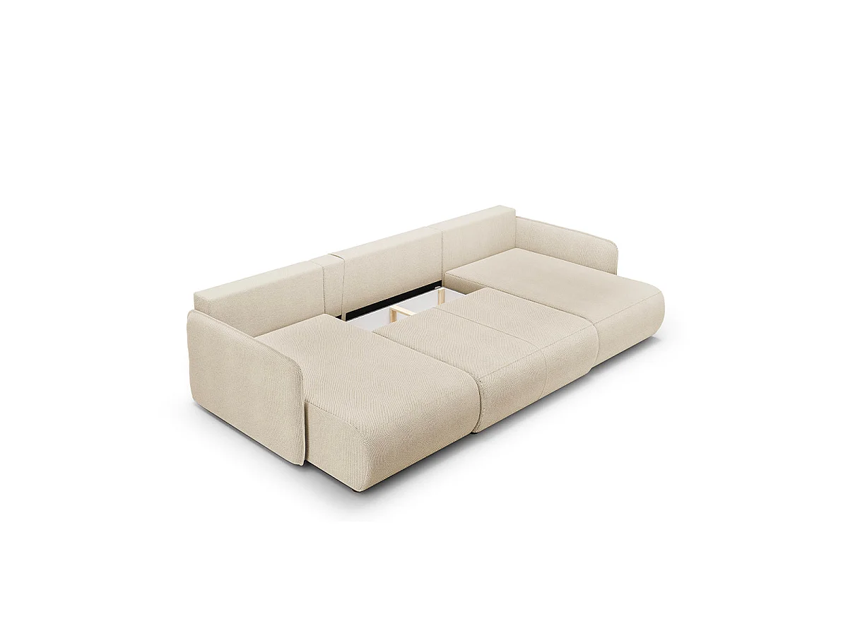 U-soffa 5 sittplatser bäddsoffa med förvaringsutrymme Claudio Beige