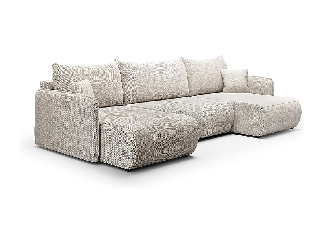 Canapé U 5 places convertible coffre Claudio Gris clair