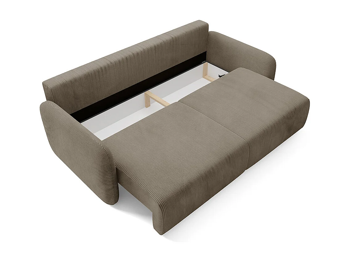 Canapé convertible 3 places avec coffre Dora Taupe
