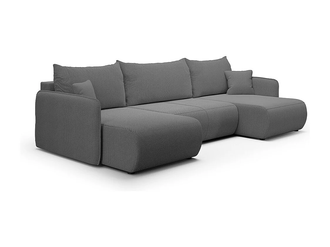 Canapé U 5 places convertible coffre Claudio Gris foncé