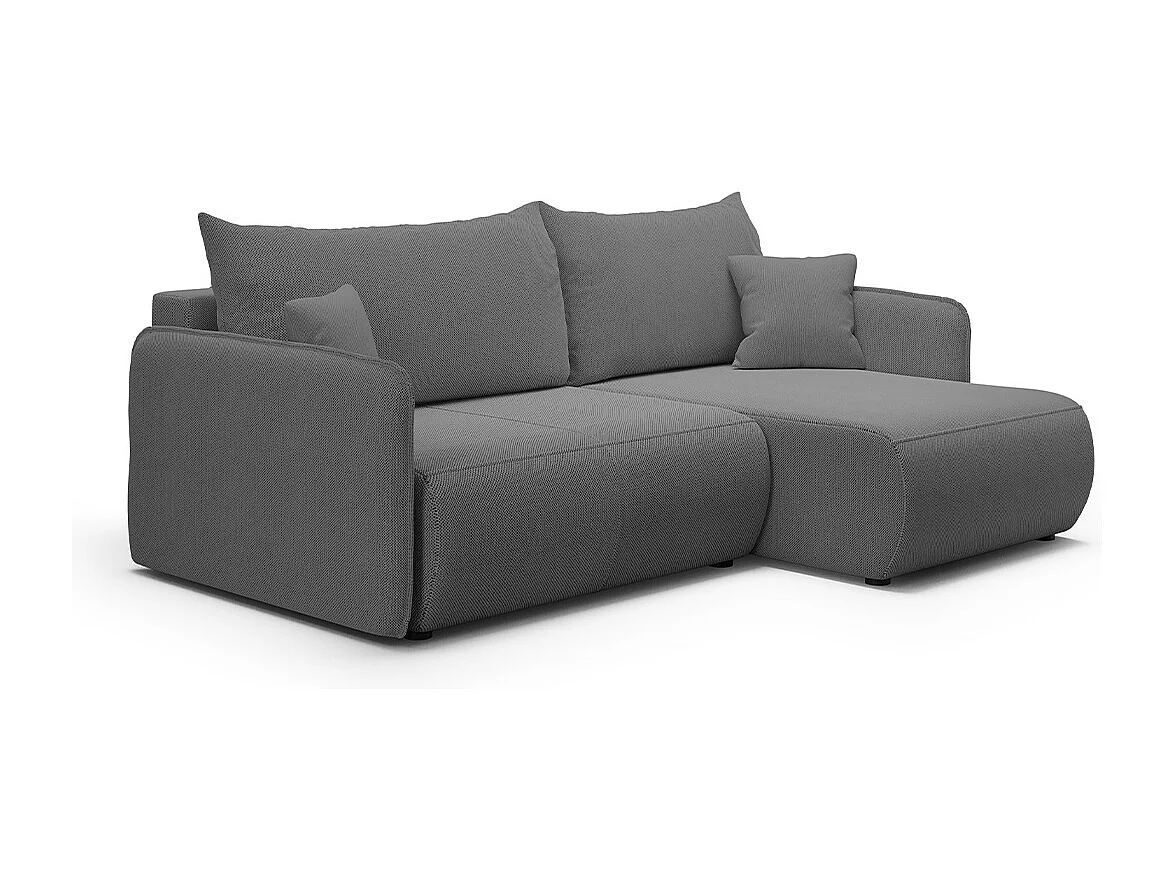Canapé d'angle réversible et convertible 3 places avec coffre Claudio Gris foncé