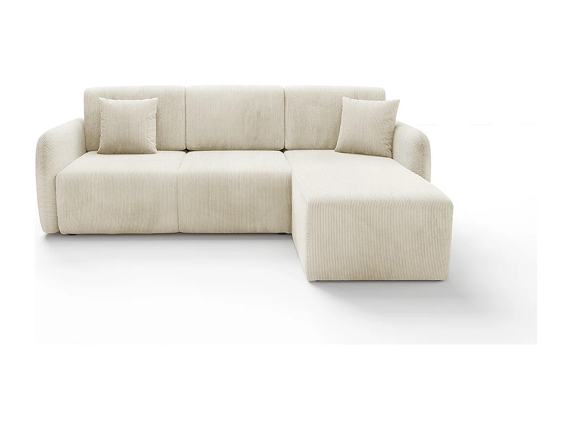 Canapé d'angle réversible et convertible 3 places avec coffre Dora Beige
