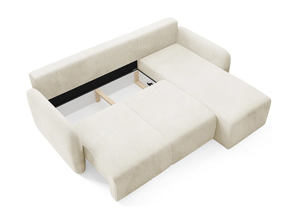 Canapé d'angle réversible et convertible 3 places avec coffre Dora Beige