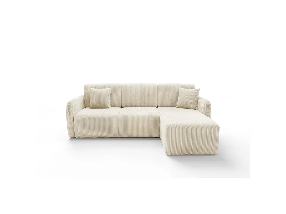 Vändbar och utdragbar 3-sitsig hörnsoffa med förvaringsutrymme Dora Beige