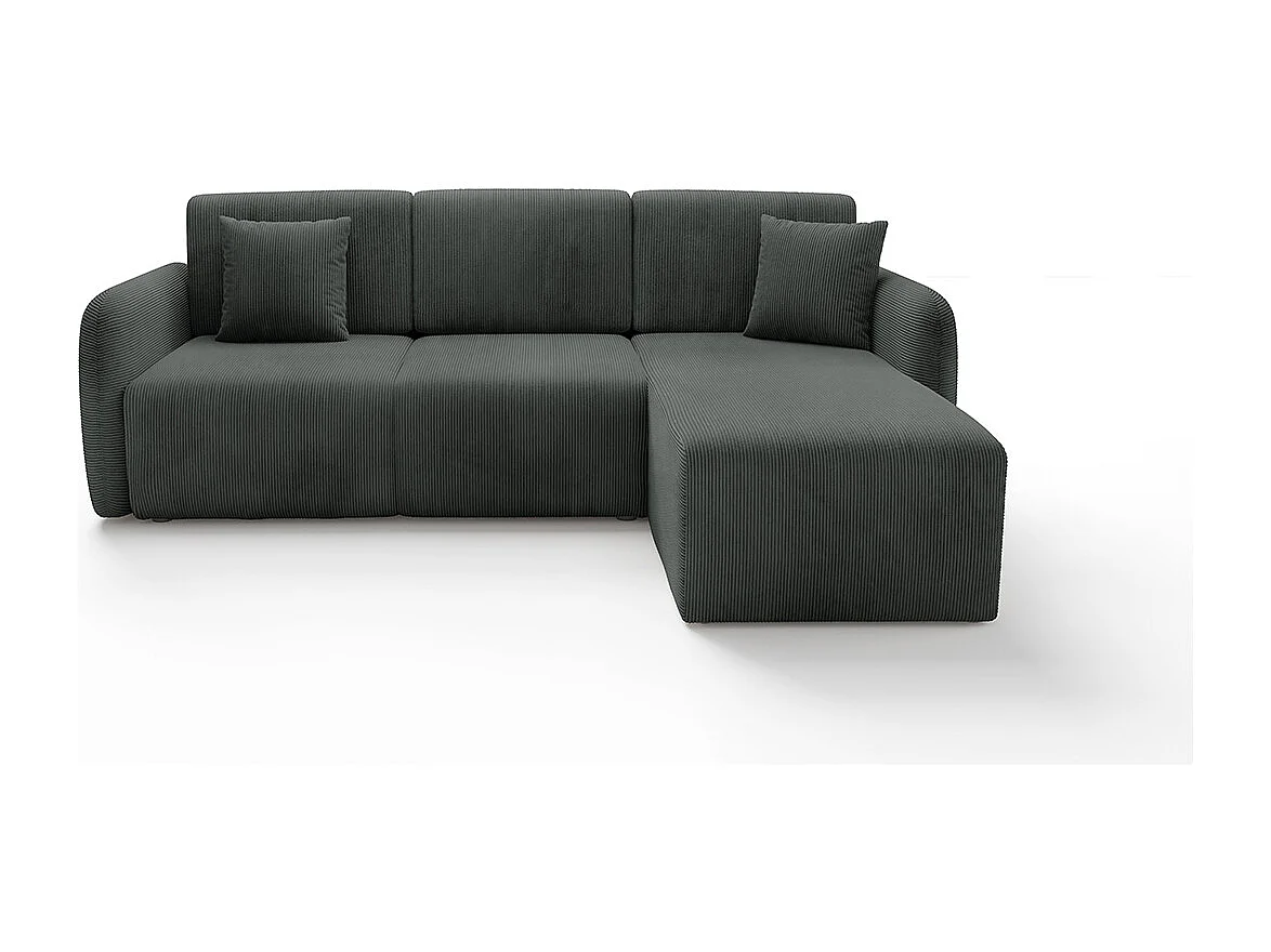 Canapé d'angle réversible et convertible 3 places avec coffre Dora Gris foncé