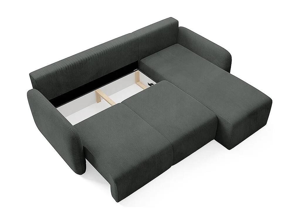 Canapé d'angle réversible et convertible 3 places avec coffre Dora Gris foncé