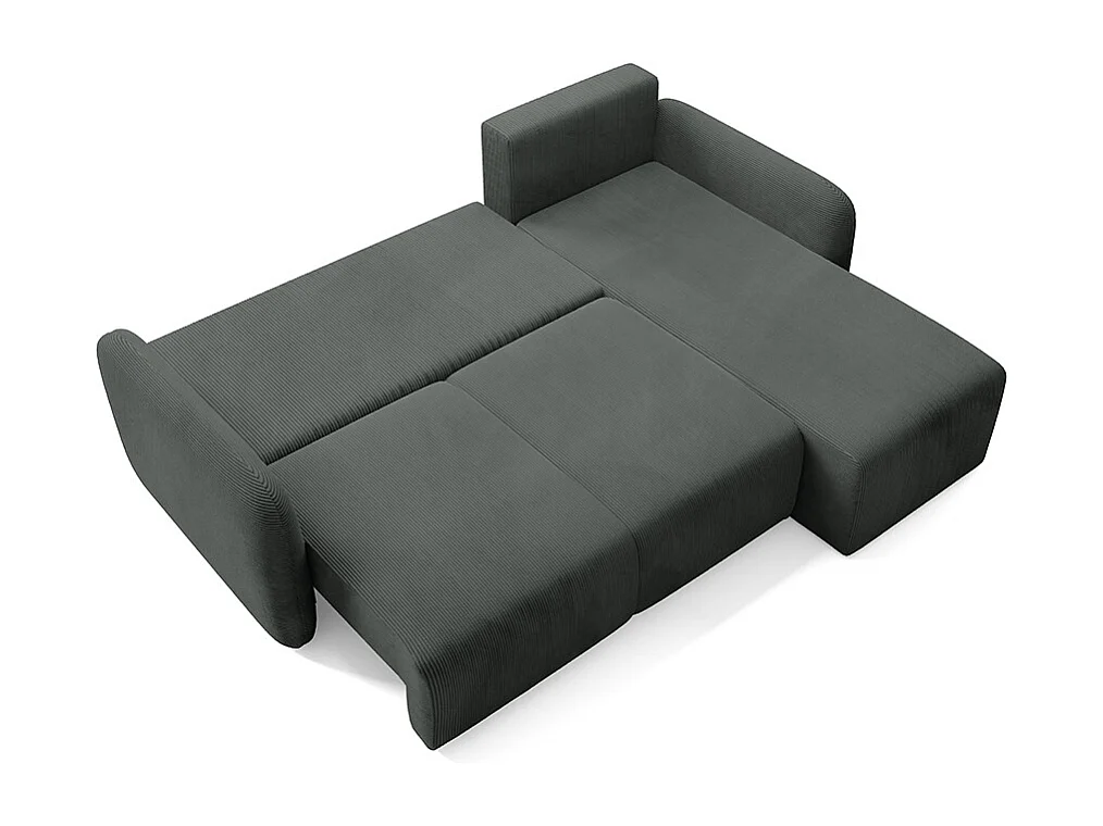 Canapé d'angle réversible et convertible 3 places avec coffre Dora Gris foncé
