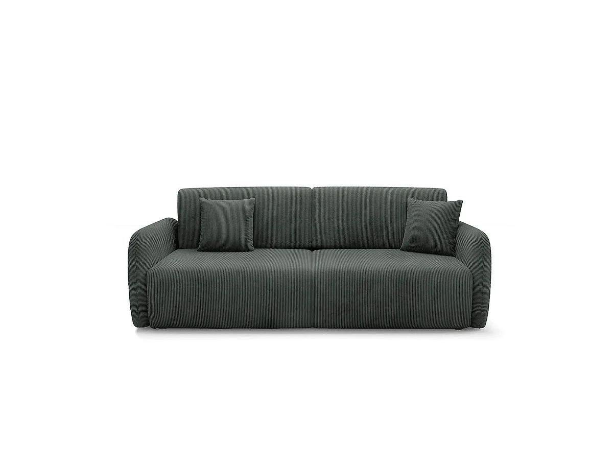 3-sitsig bäddsoffa med förvaringsutrymme, modell Dora, mörkgrå