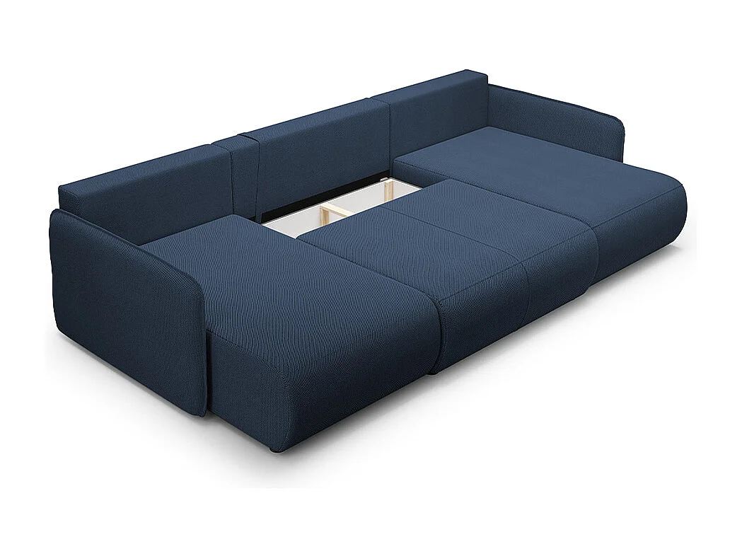 Canapé U 5 places convertible coffre Claudio Bleu foncé