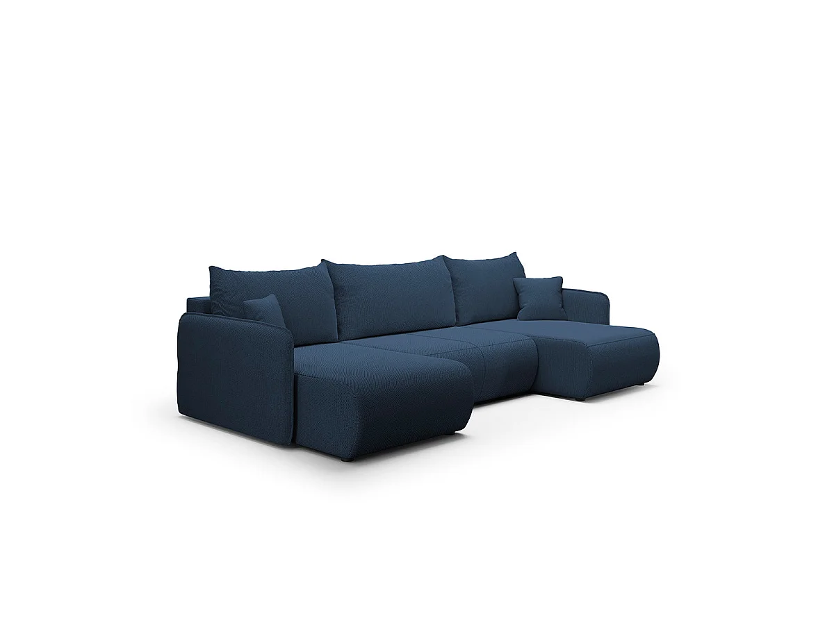 U-soffa 5 sittplatser bäddsoffa med förvaringsutrymme Claudio Mörkblå