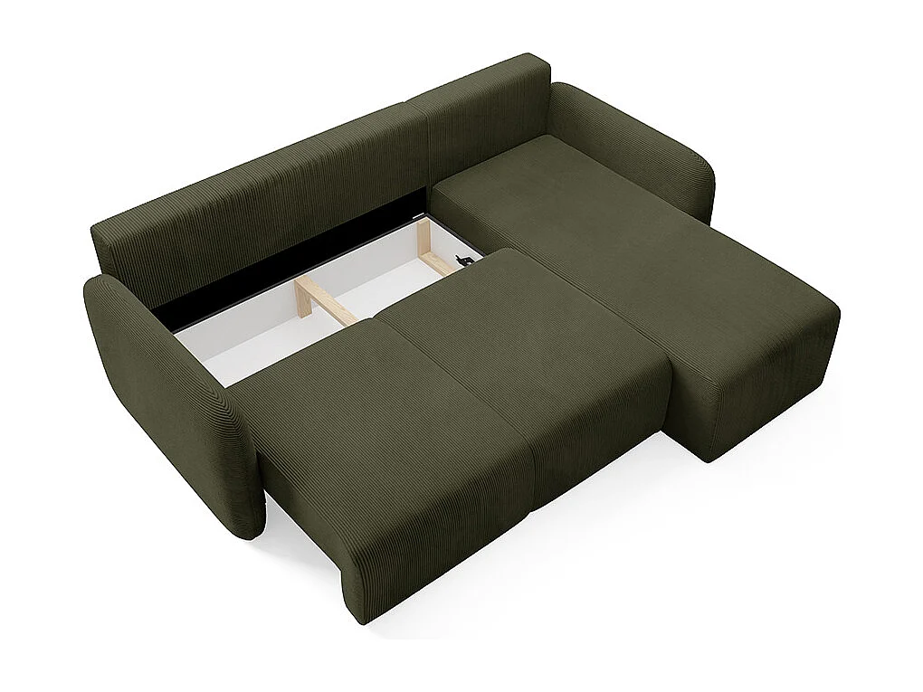 Canapé d'angle réversible et convertible 3 places avec coffre Dora Vert