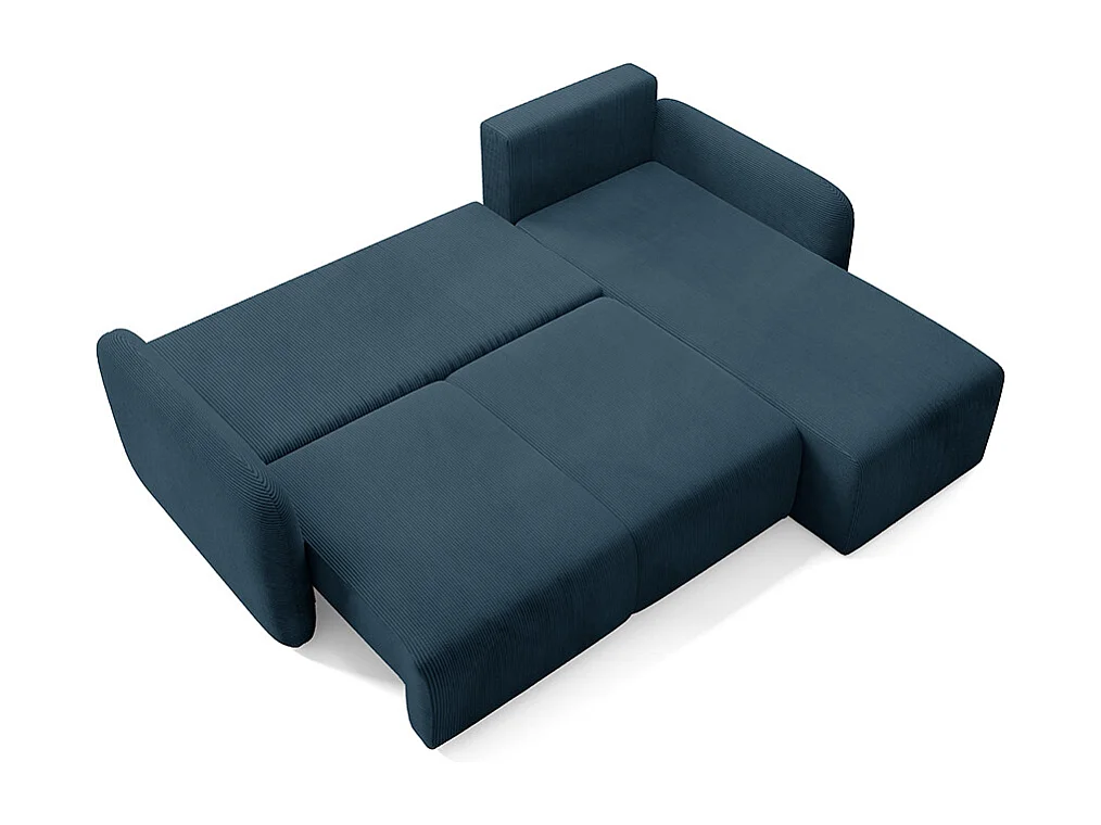 Canapé d'angle réversible et convertible 3 places avec coffre Dora Bleu foncé