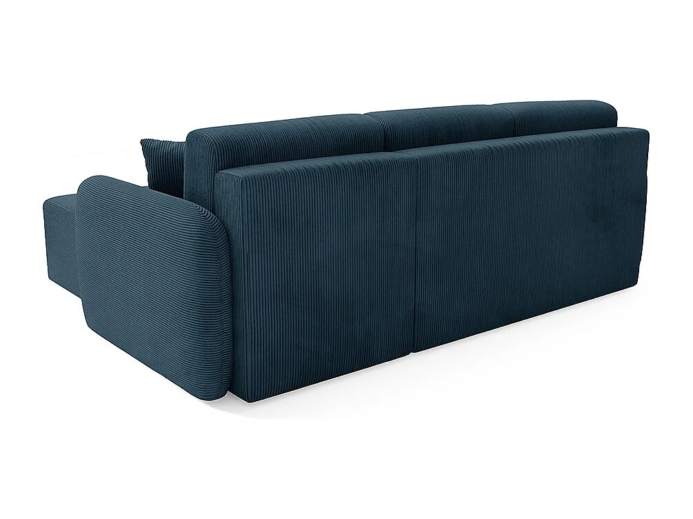 Canapé d'angle réversible et convertible 3 places avec coffre Dora Bleu foncé