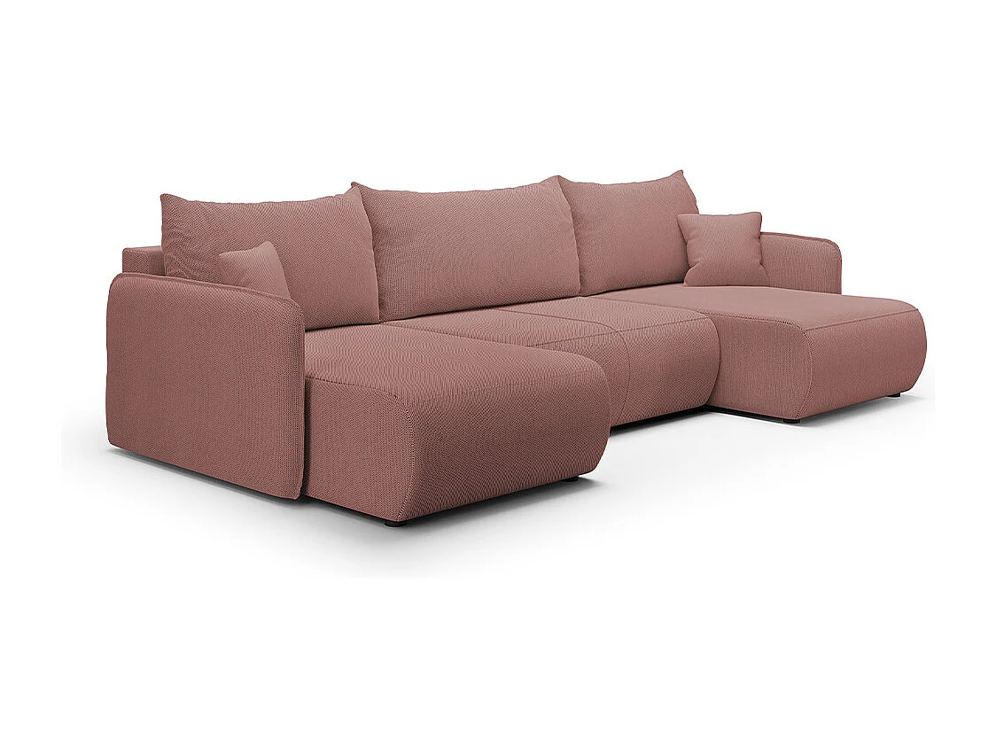 Canapé U 5 places convertible coffre Claudio Rose