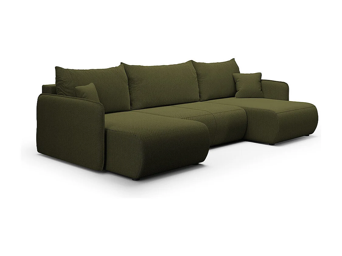 Canapé U 5 places convertible coffre Claudio Vert