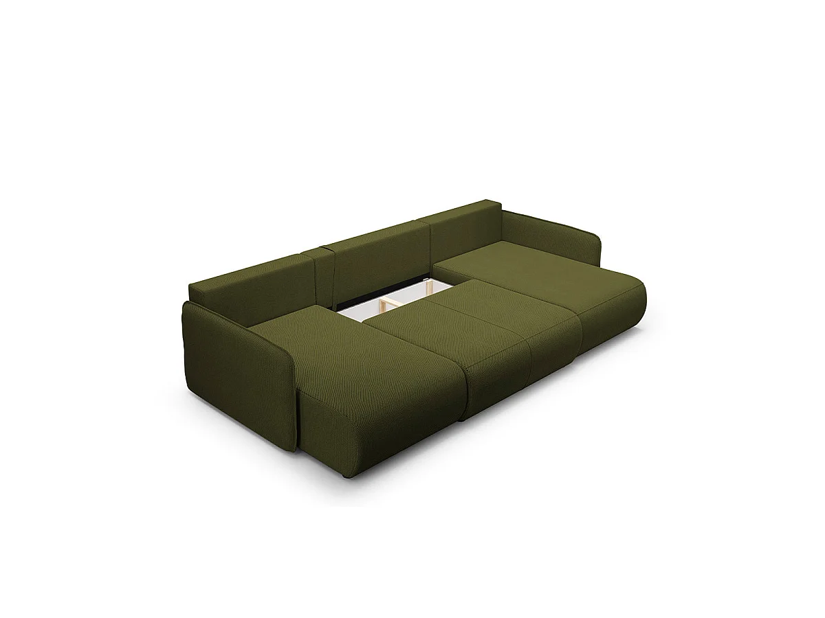 U-soffa 5 sittplatser bäddsoffa med förvaringsutrymme Claudio Grön