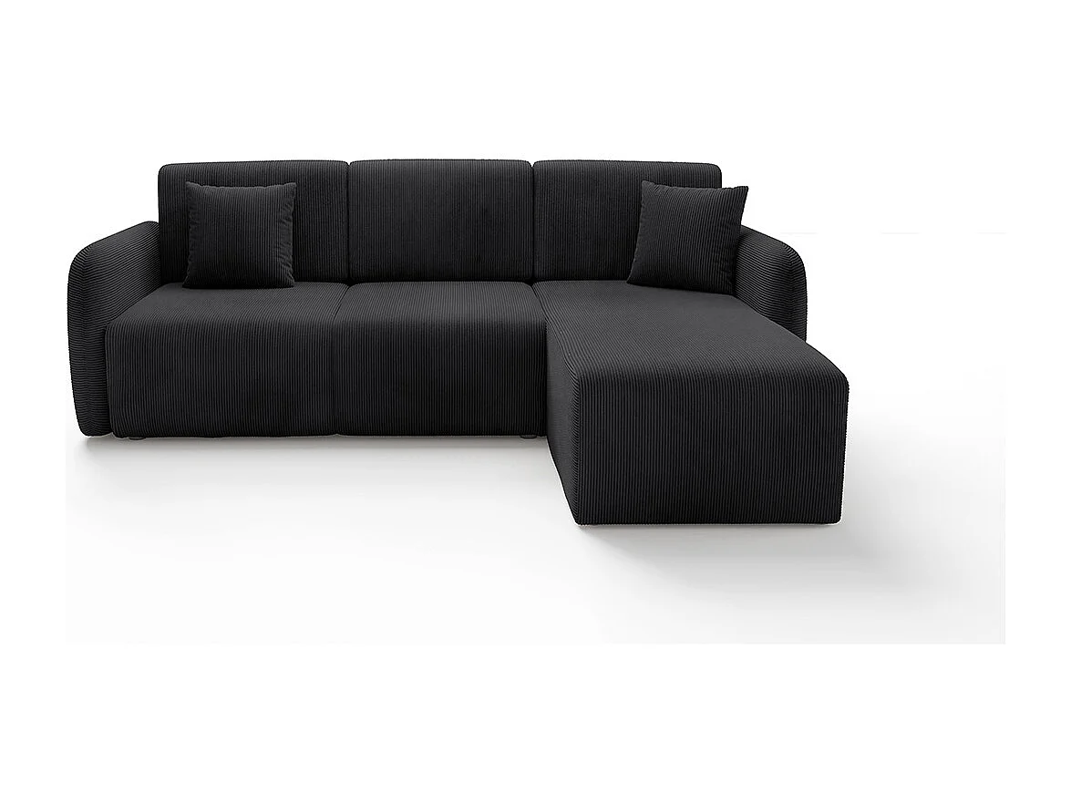Canapé d'angle réversible et convertible 3 places avec coffre Dora Noir