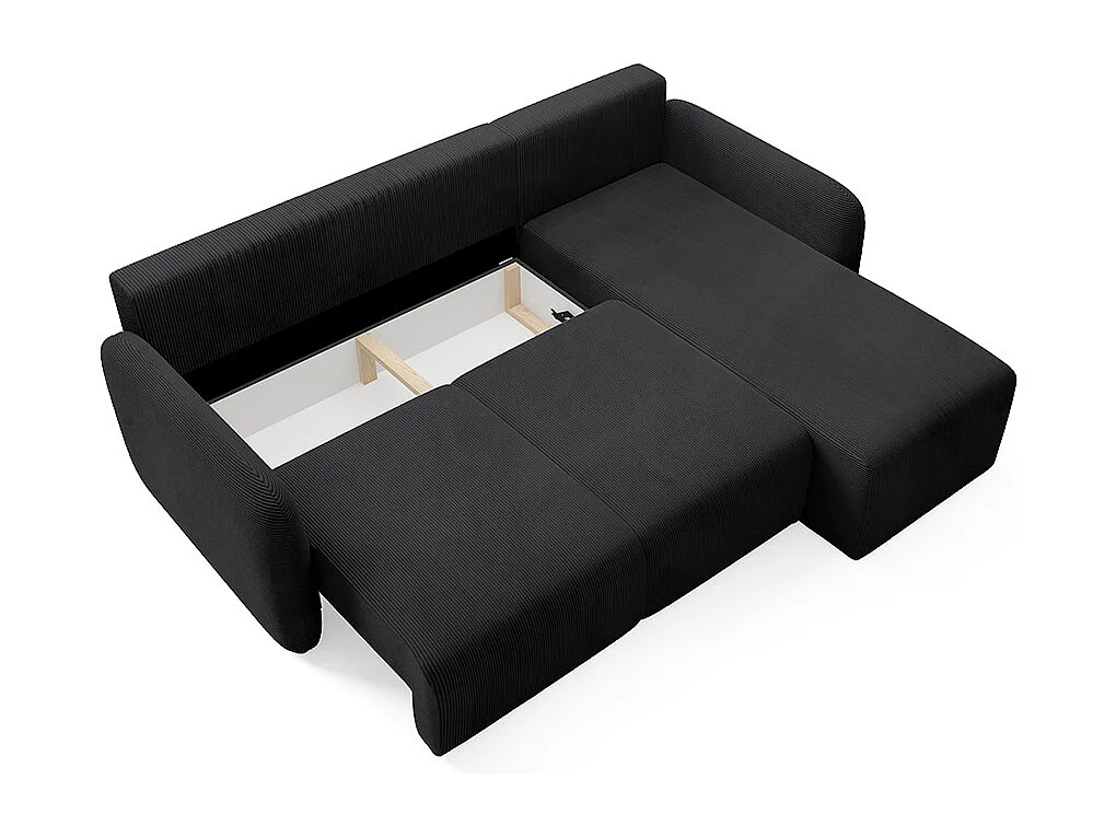 Canapé d'angle réversible et convertible 3 places avec coffre Dora Noir