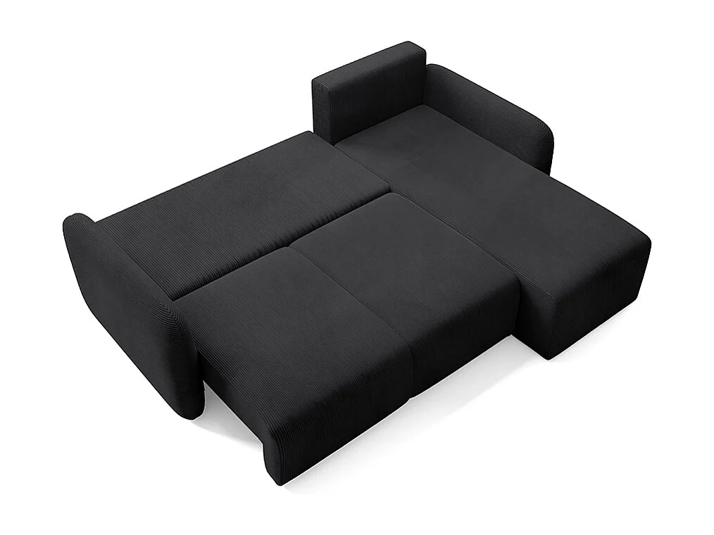 Canapé d'angle réversible et convertible 3 places avec coffre Dora Noir