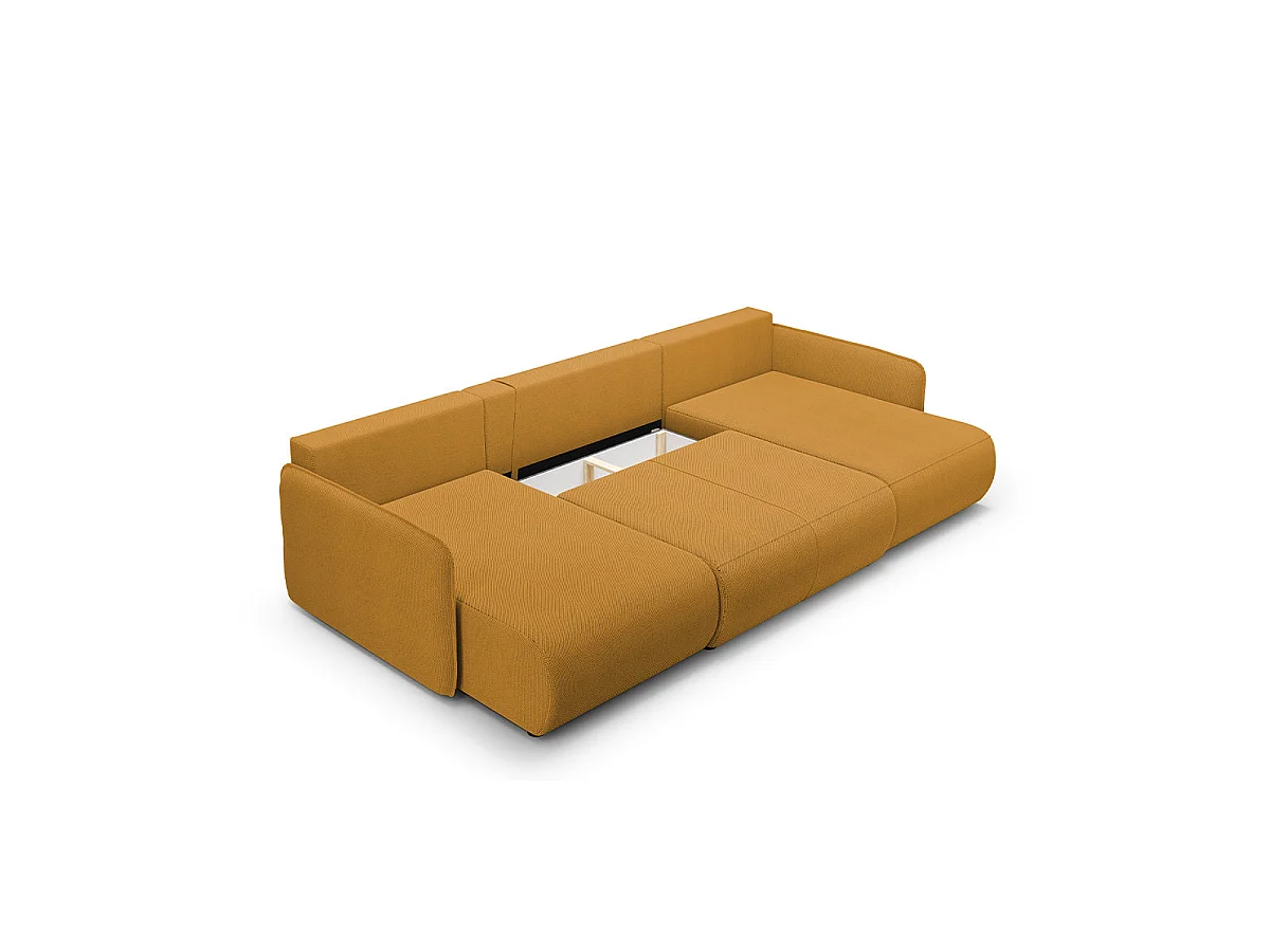 U-soffa 5 sittplatser bäddsoffa med förvaringsutrymme Claudio Senapsgul