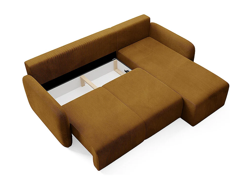 Canapé d'angle réversible et convertible 3 places avec coffre Dora Marron